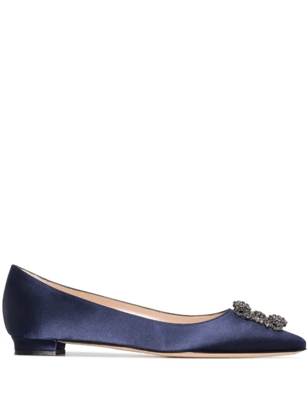 Manolo Blahnik Hangisi Flat Navy - Size 34